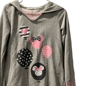 Disney‎ Parks Minnie Mouse Balloons Hoodie Long Sleeve Gray XL